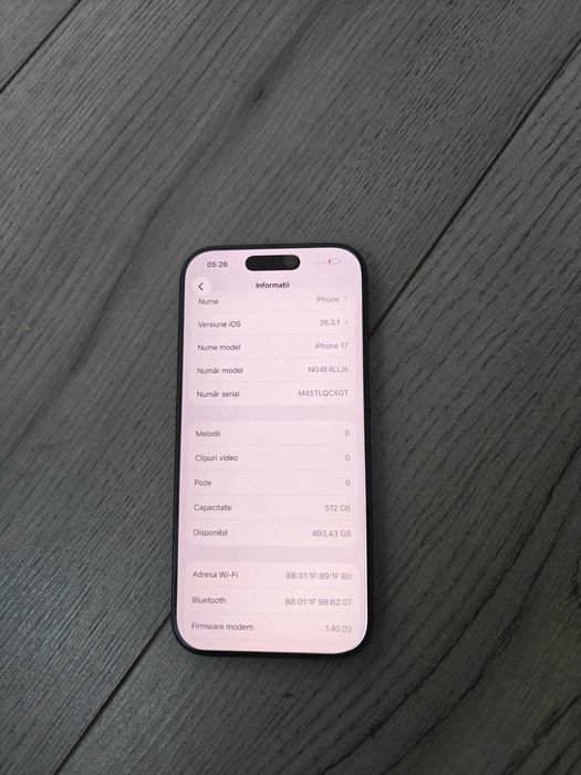 iPhone 17 512GB ca nou 4 cicluri 100% baterie