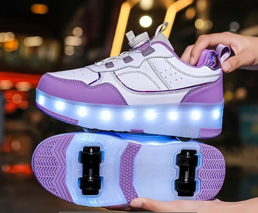 Светещи маратонки-ролери с LED и USB зареждане, НОВИ, номер 30