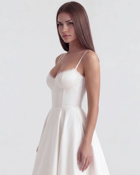 Бяла официална рокля на марката Almond Muse