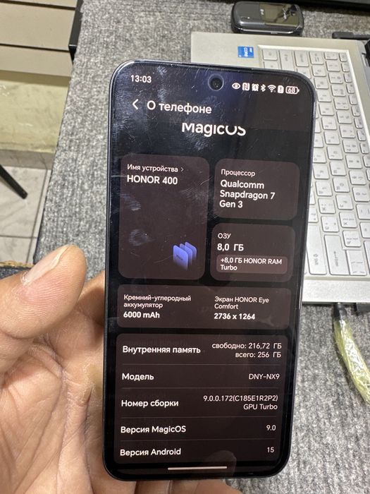 Honor 400 5G 8+8/256  holati rasmda bor idial abmen yoq