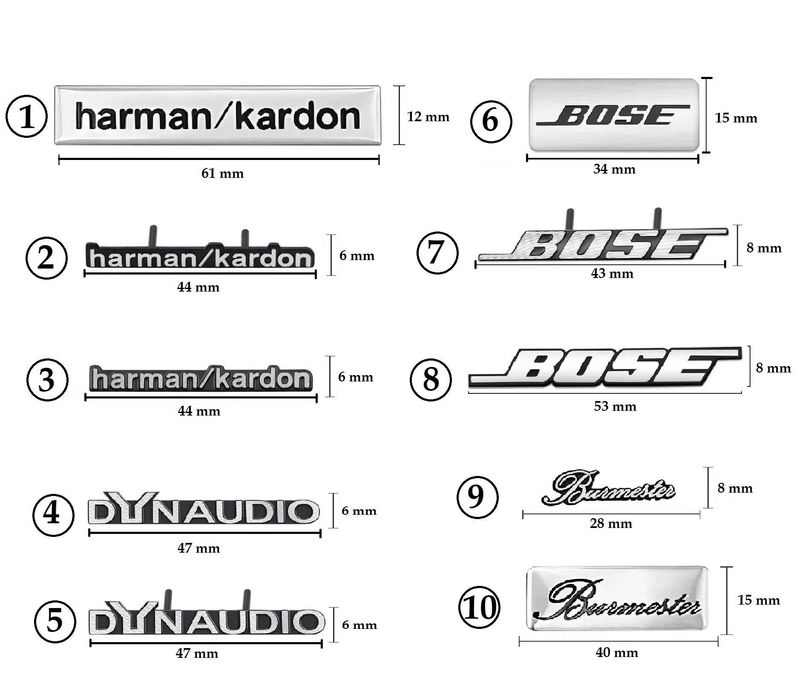 Embleme audio Bose Burmester Harman Kardon  Dynaudio Stickere Steme