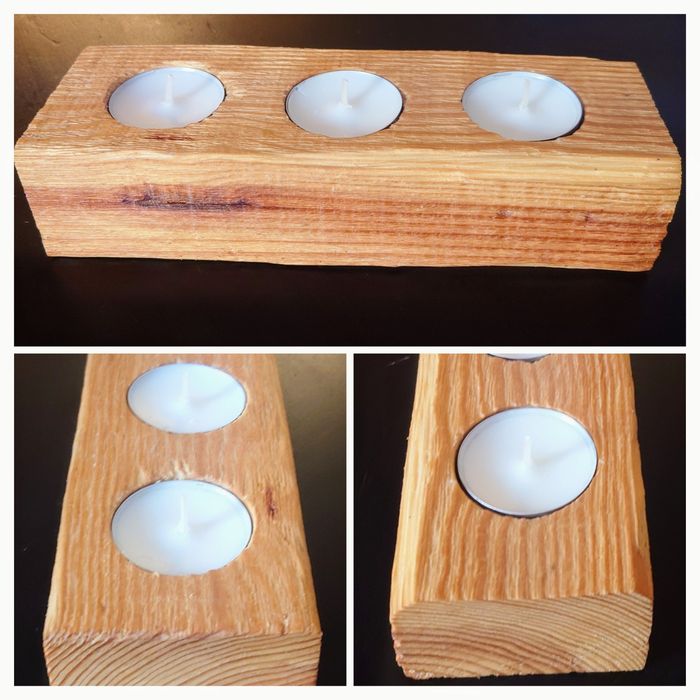 Рустик свещник (дървен) декорация