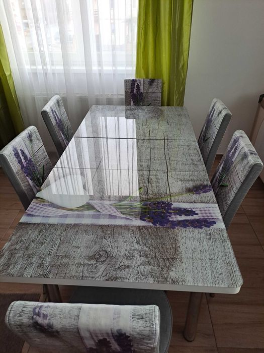 Masă de bucatarie extensibila cu 6 scaune