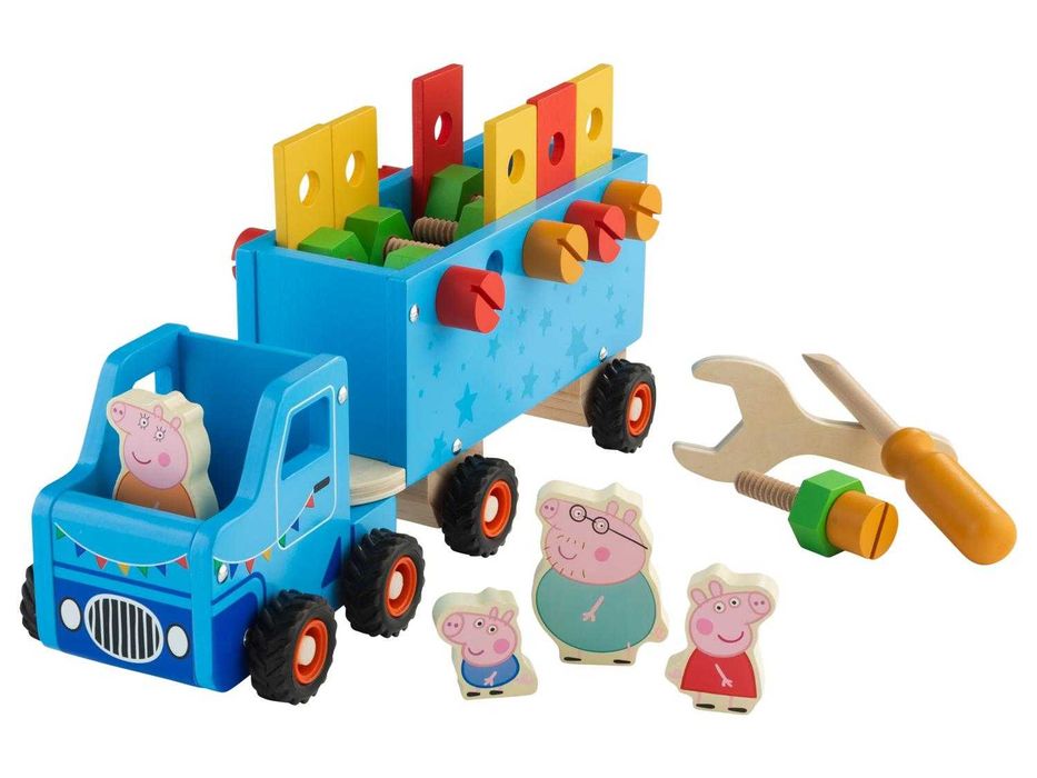 Дървен камион с ремарке и аксесоари Пепа Пиг Peppa Pig с инструменти