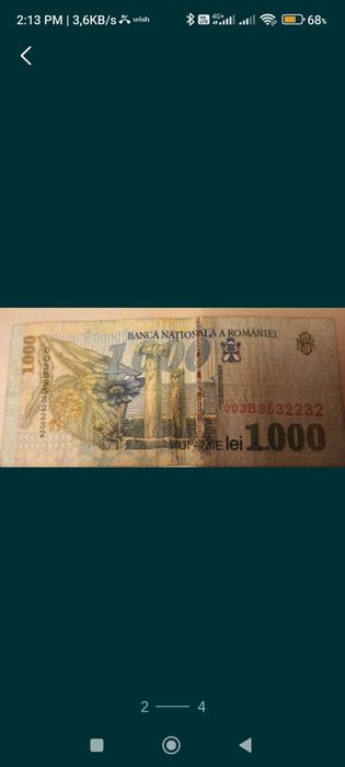 Bancnota veche 1000 lei an 1998 și 500 lei an 1992