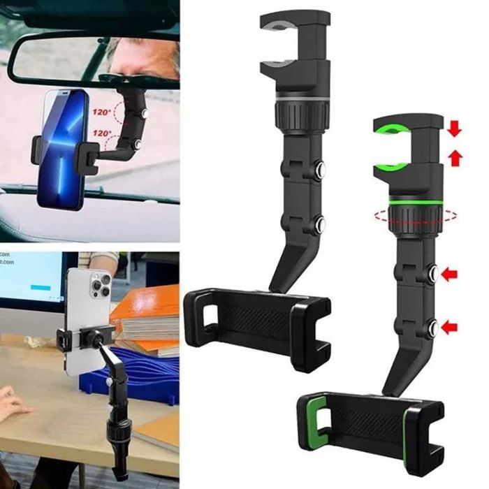 Стойка за телефон за огледало или сенник на автомобил, стойка за кола