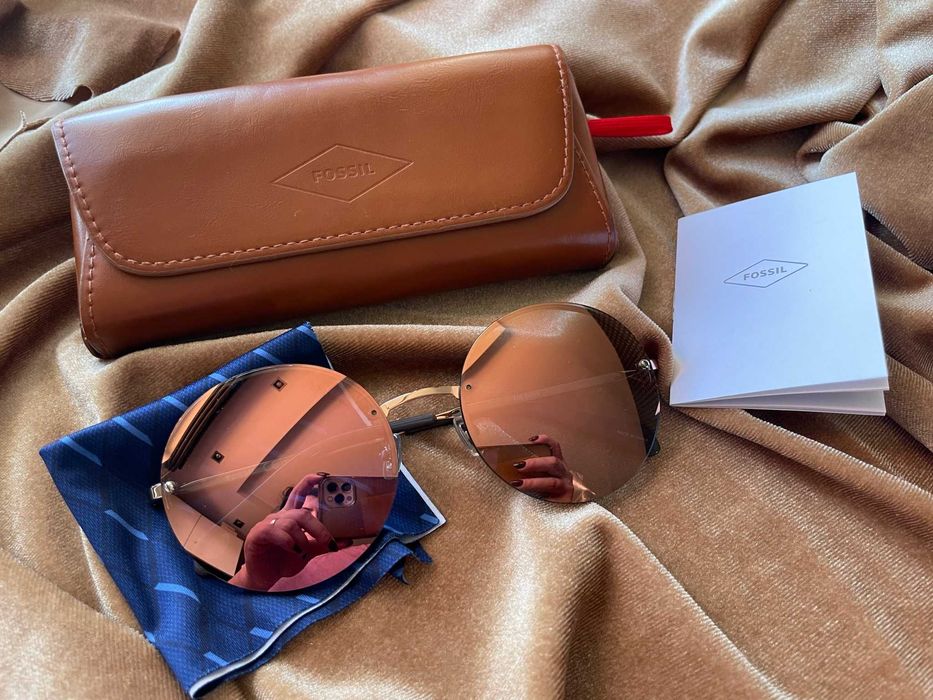 Fossil Слънчеви очила, кръгли, огледални, 56-19-140