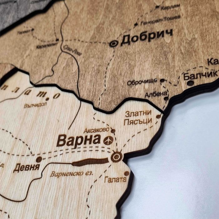 Дървена 3D карта на България – уникален декор за вашия дом или офис