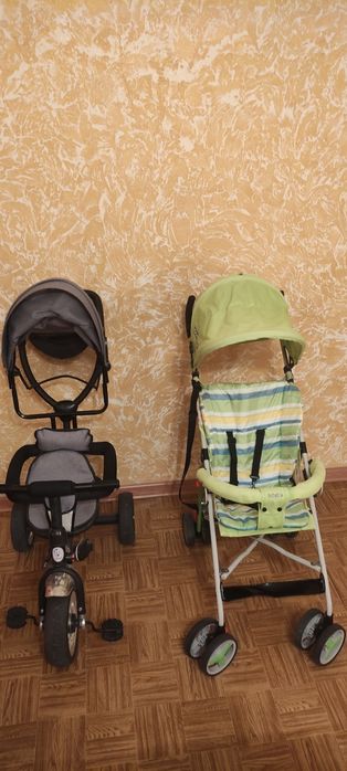 Велосипед, коляска, детский стул.