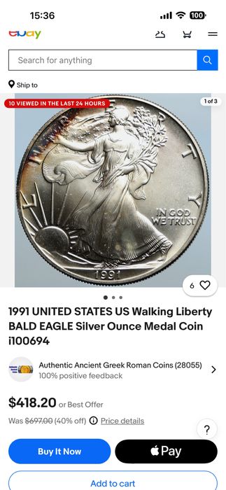 Argint masiv 999 united states 1991