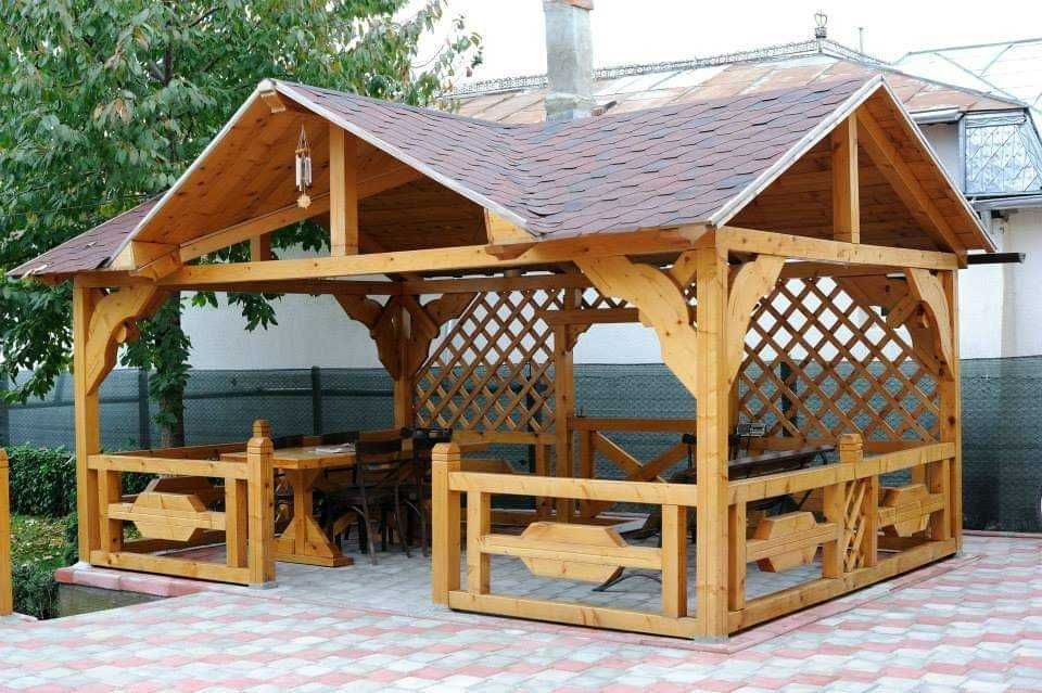 Cabana stil A-Frame, Casa, Foisoare si Terase din structura de lemn