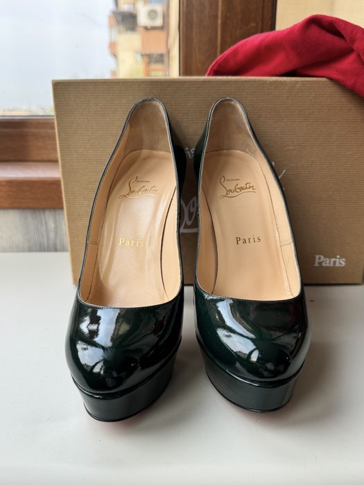 Pantofi toc Louboutin Bianca verde inchis lac 37