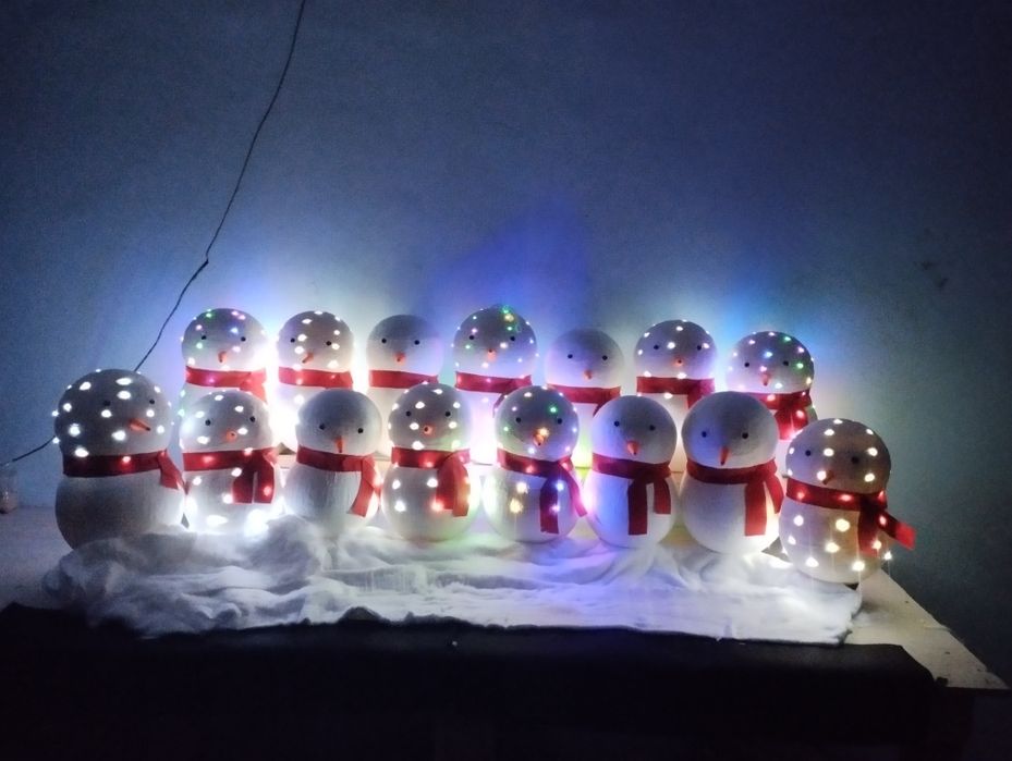 Снеговики из хлопка