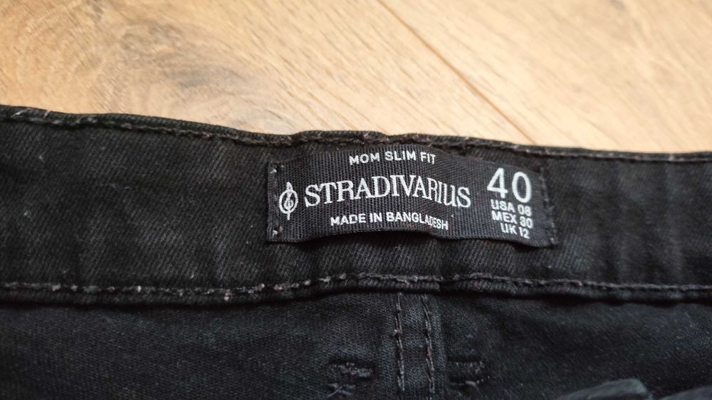 Pantaloni jean negru Stradivarius slim 38