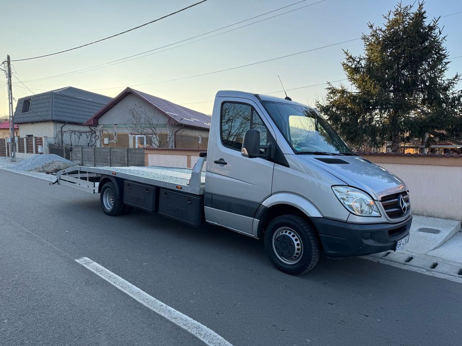 Mercedes-Benz Sprinter 519 CDI V6 Platformă Auto – 3.5T Permis B – Ansamblu 7T – Roți Duble -Aer conditionat -Scaun pe perna