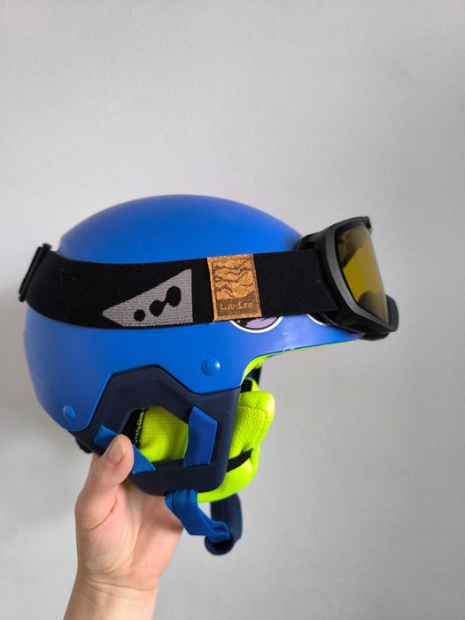 Casca schi + ochelari copii Wedze, casca 48-53 cm, cagula BONUS