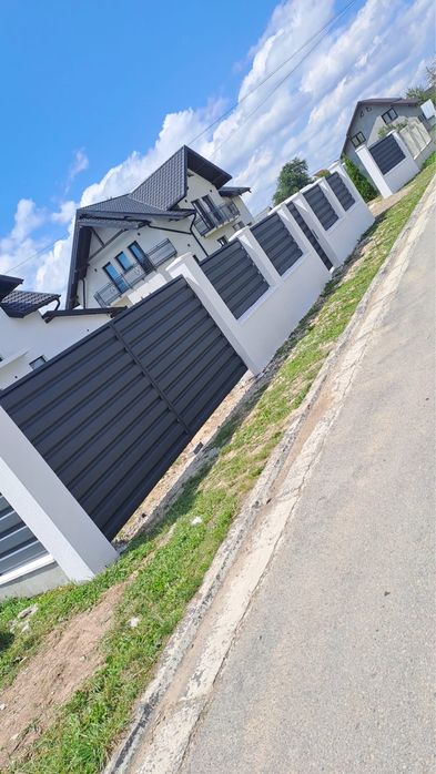 Gard din tabla T35 – model modern culoare antracit