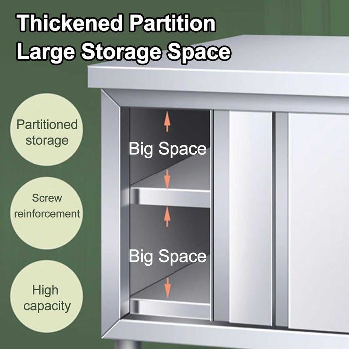 Masa inox cu usi glisante tip dulap 100x70x85 , 120x70x85 , 150x70x85