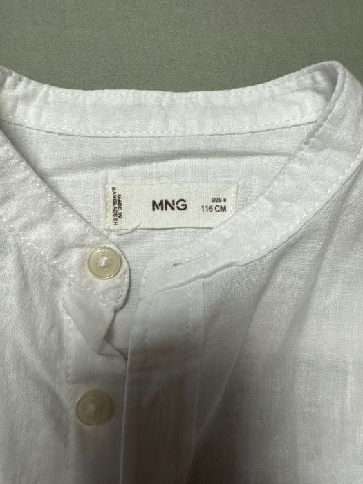 Cămașa albă pentru băieți, guler tunica, 6 ani, Mango