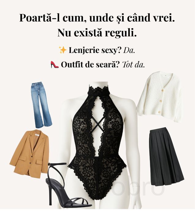 Body Sexy din Dantelă – Croi Elegant, Spate Gol, Lenjerie Provocatoare