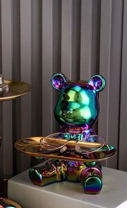 Статуэтка для интерьера, с подносом,Медведь копилка