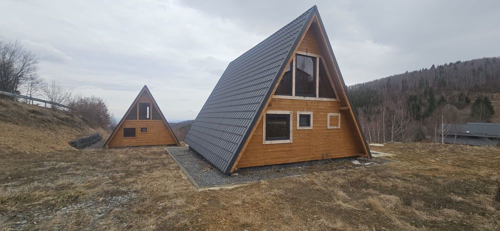 Cabana  tip A frame munte cu CF  si utilitati zona Plopi