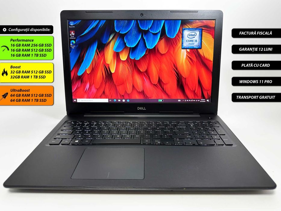 Laptop Dell Latitude 3590 Intel i5 7200U 32 gb ram 512 gb ssd Ecran 15.6 inch Full HD Gama business ultrabook Windows 10/11 Factura si Garantie 1 an