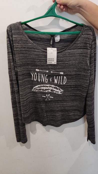 Серый кроп-лонгслив H&M