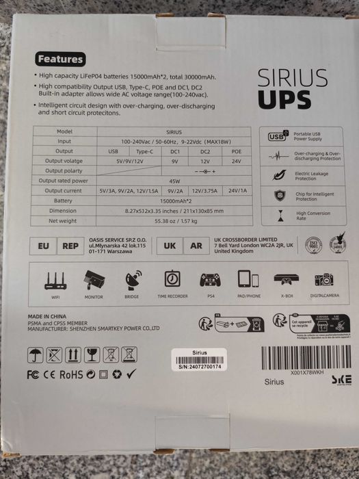 SKE Mini UPS 30000mAh LiFePO4  acumulator