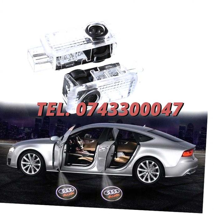 Set Lampi Led Holograme Proiectoare Logo Portiera Audi A3 A4 A5 A6 Q3