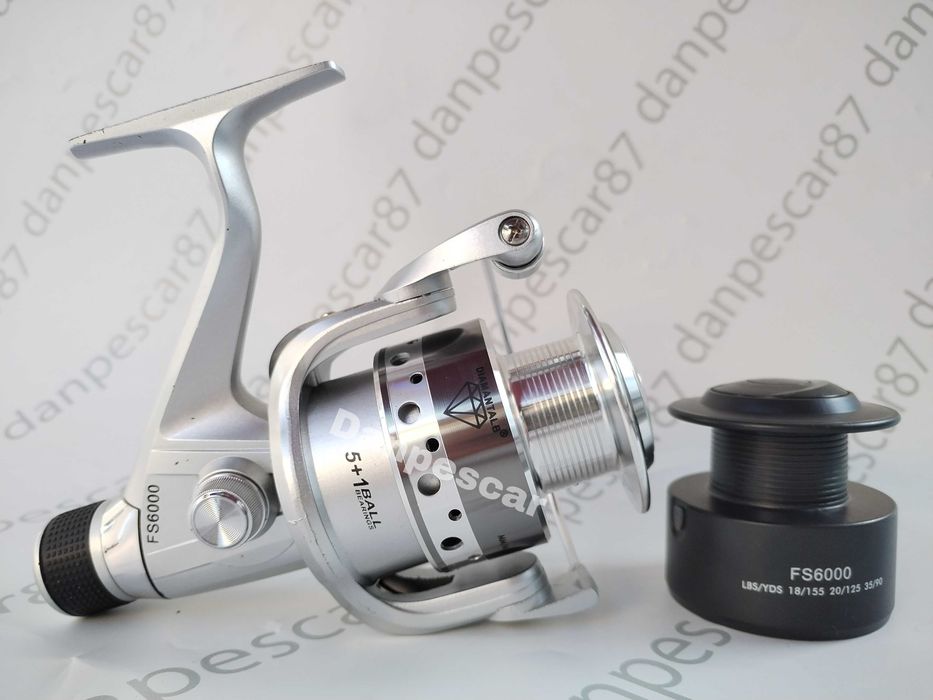 SET 4 Mulinete Crap DIAMANT FS6000 CU 6 rulmenti si TAMBUR METALIC