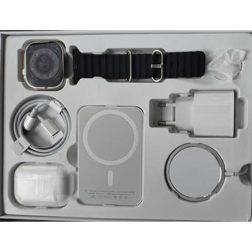 Смарт Часовник 6В1 комплект със Слушалки, Външна батерия, Адаптер Fast