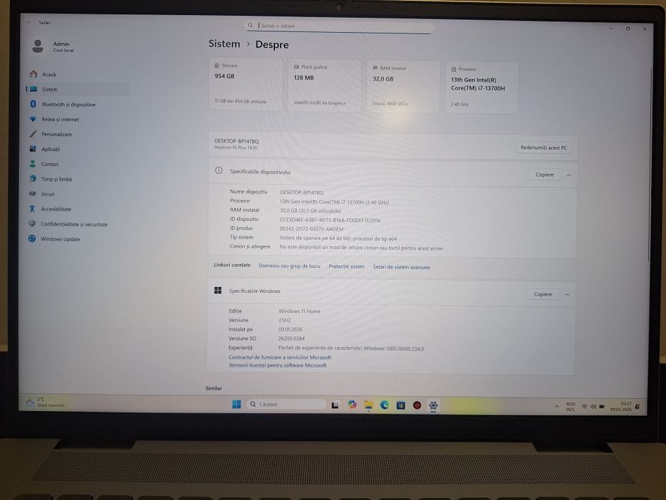 Laptop Dell Inspiron 16.10 inch i7-13700H 32Gb ram 1Tb SSD #50785