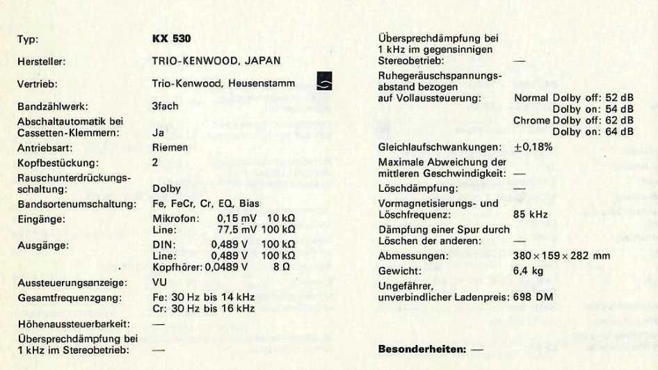 Касетен дек Kenwood KX-530