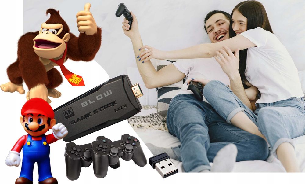 Ретро конзола за игри Game Stick 4K HDMI – 22000 игри и 2 Безжични джойстика