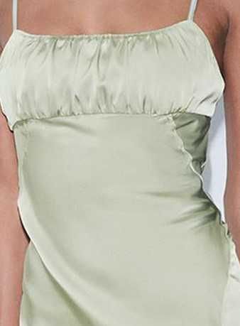 Zara rochie midi verde deschis spate gol satin