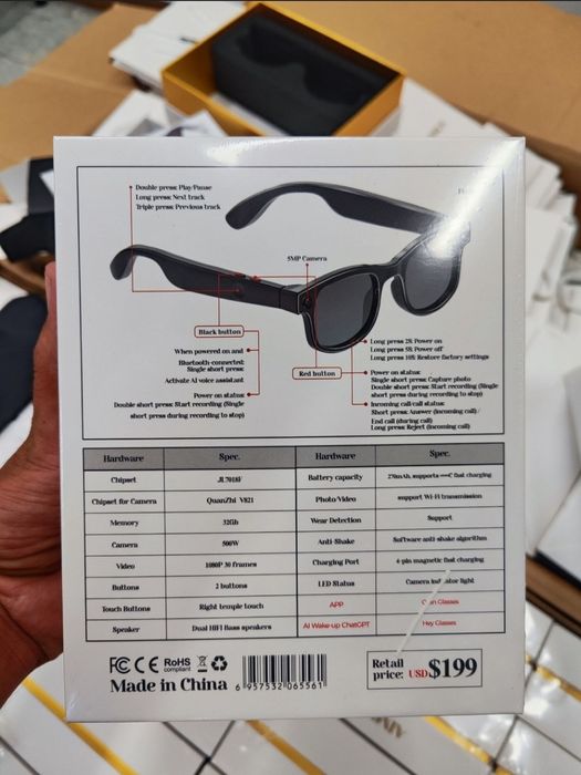 Умные очки с камерой 1:1 как Rayben meta с ИИ