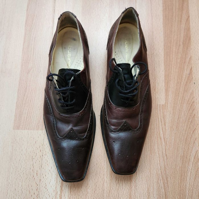 Pantofi barbati 43 - piele naturala - maro inchis cu negru