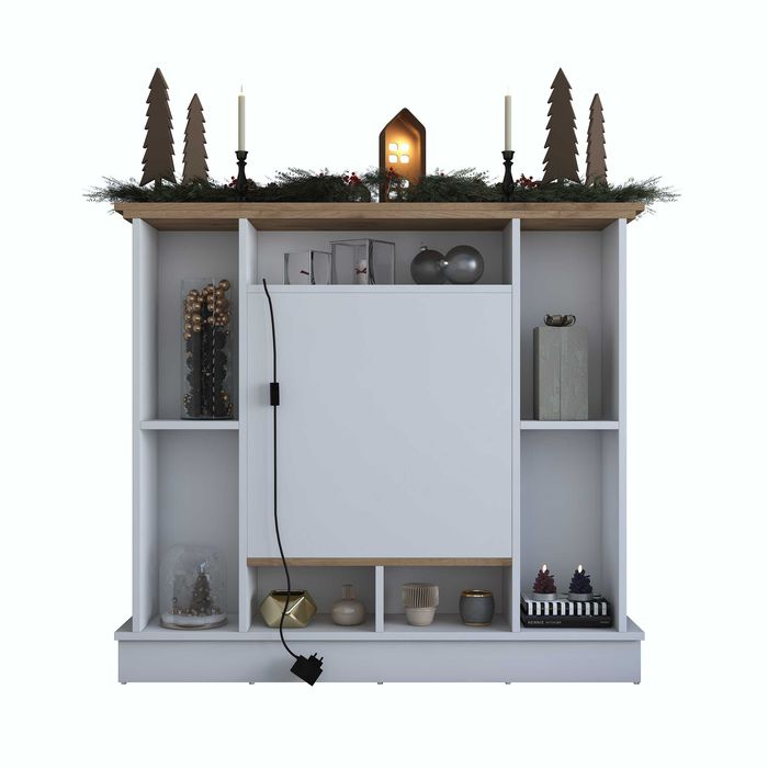 Декоративна LED Камина Puzzle-home 3881, Бял-натурлен, 120х30х109см