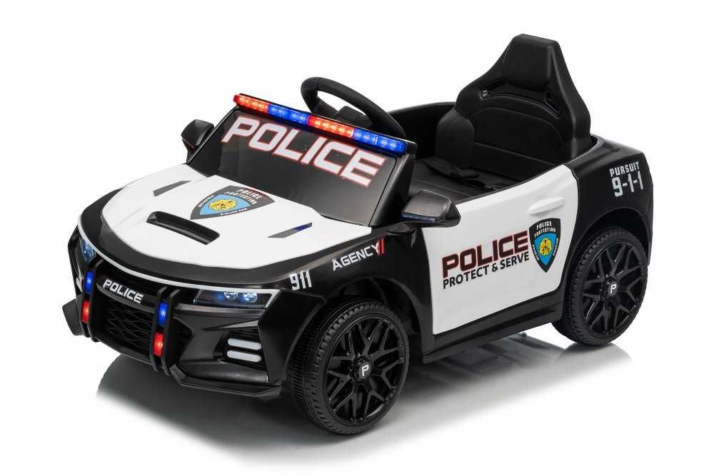 Masinuta electrica pentru copii Nichiduta Police Agency 24V,telecomanda 2.4G,scaun din piele,2 motoare,faruri led si lumini girofar politie, muzica,