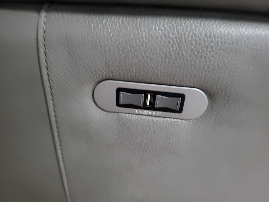 Американски сив кожен комплект тройка и двойка La-z-boy