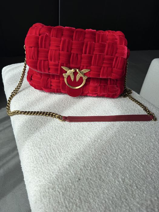 Оригинална чанта PINKO Love Bag Puff Weave Velvet - Като нова!