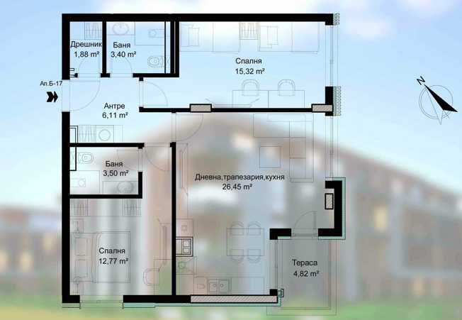 Тристаен апартамент в ж.к. Малинова долина