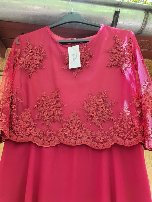 Rochie lunga de ocazie, rosu-grena, Posh Atelier, noua