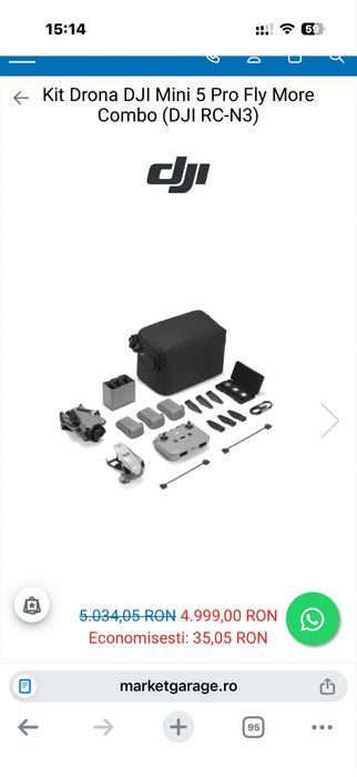 Drona dji mini 5 pro fly more combo noua in garantie