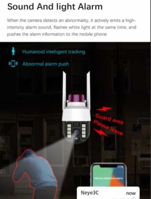 Бебефон 360° AutoTracking WiFi Видеонаблюдение PIR Сензор Движение Водонепромокаема ULTRA FHD 8MP H.265X PTZ 5хZoom Следяща Камера PIR Цветна Нощем