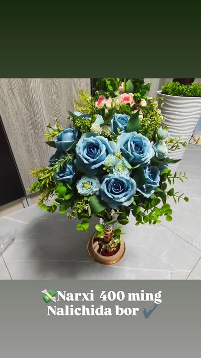 Suniy gullar  darxlar va kashpo