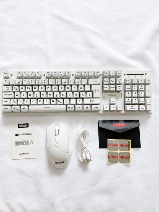 RedThunder K10 Set Gaming Wireless (Layout German, Alb, Nou)