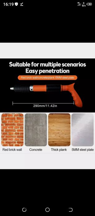 Universal pistolet temir-beton g'isht va barcha narsalarni mustahkamla