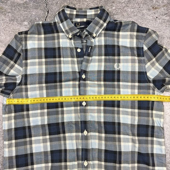 Мъжка карирана риза Fred Perry - Размер M - Синьо/Сиво